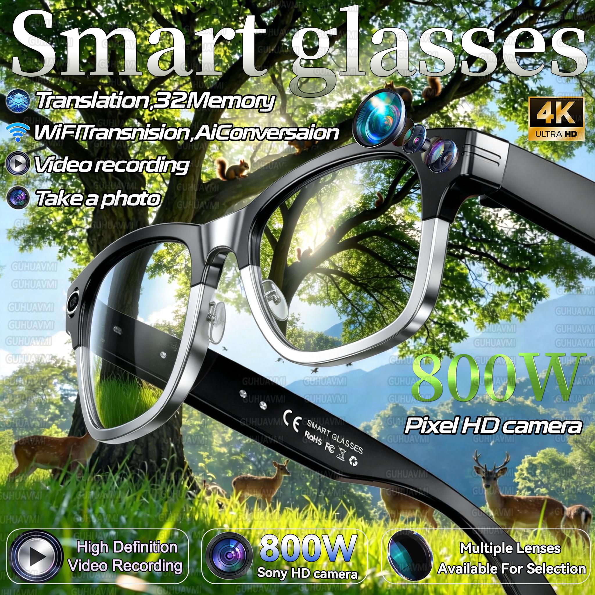 2026 New Smart Glasses Photo Video Record BT Call Music Playback Al Object Recognition Voice Assistant Smart Glasses Men Women