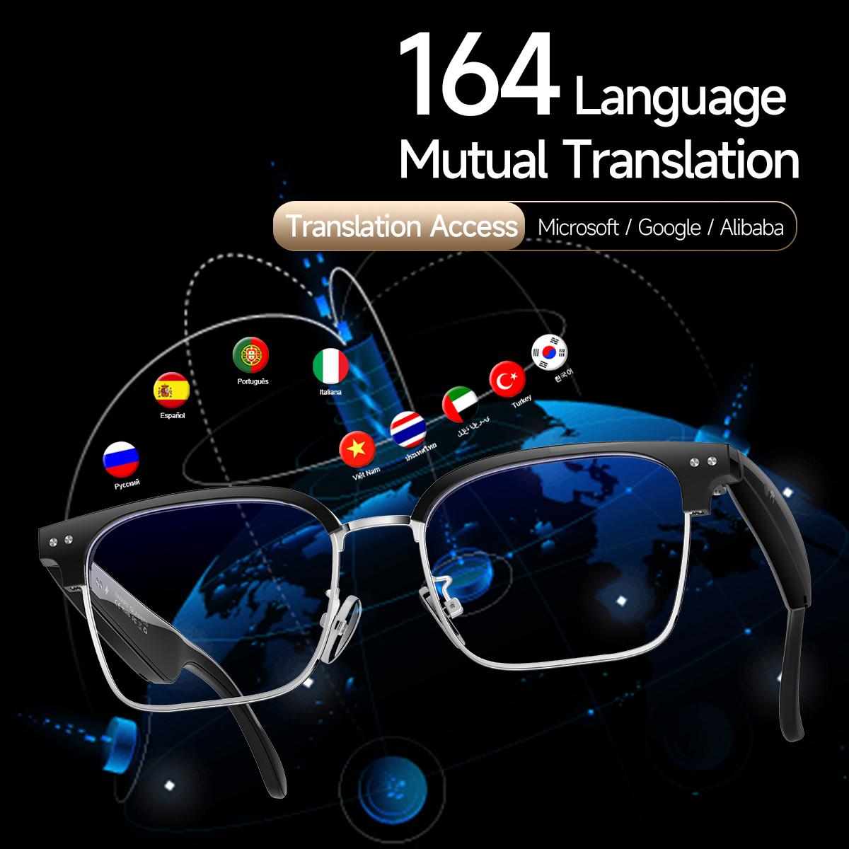 2026 New Business Style Smart Glasses W100D Bluetooth Call AI Voice Assistant Music Playback Real-Time AI Translation Glasses