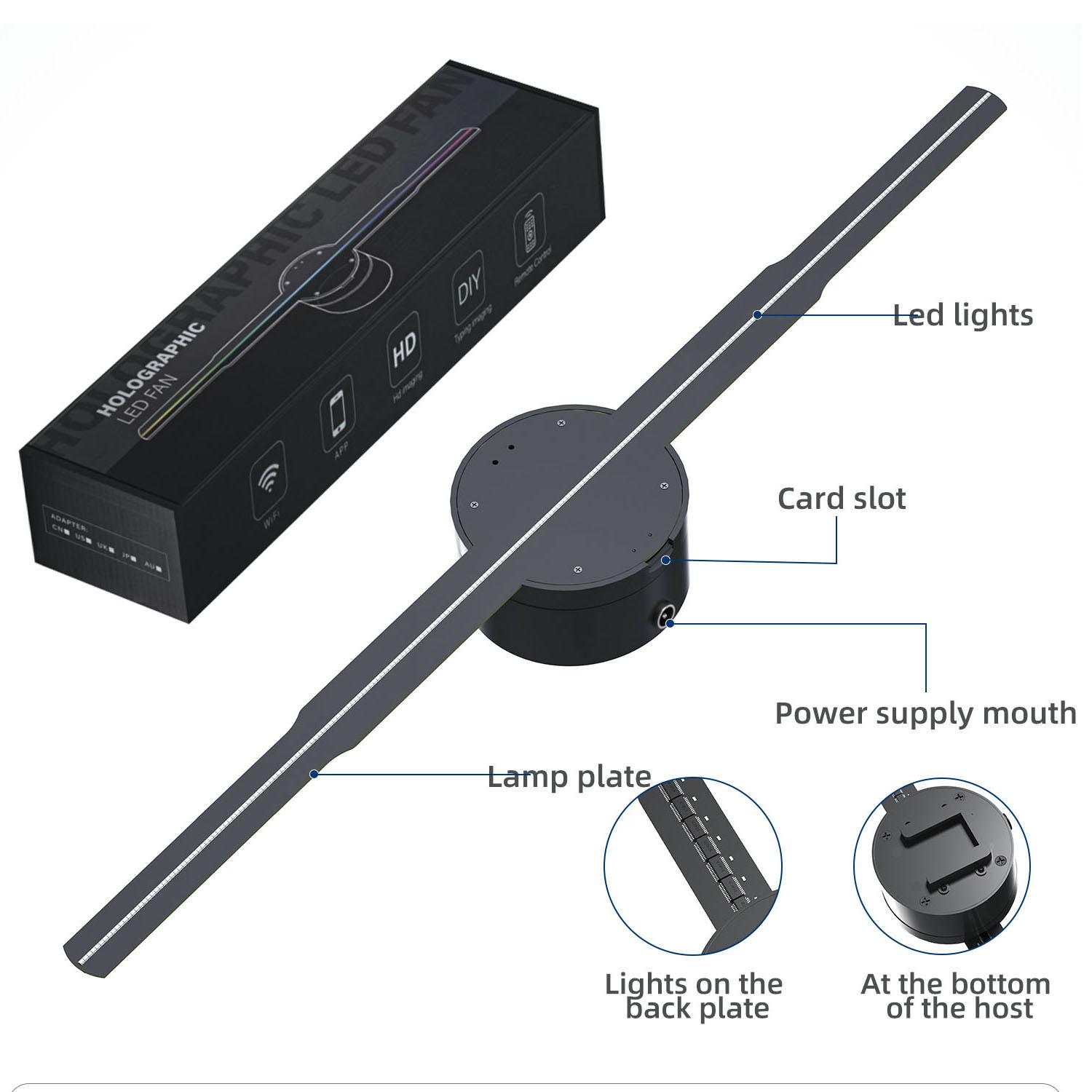 3D Fan 3D Holographic Projector 352 lamps 2000*704 Rsolution Holographic Projector Stores Bars Party Advertising Display Light