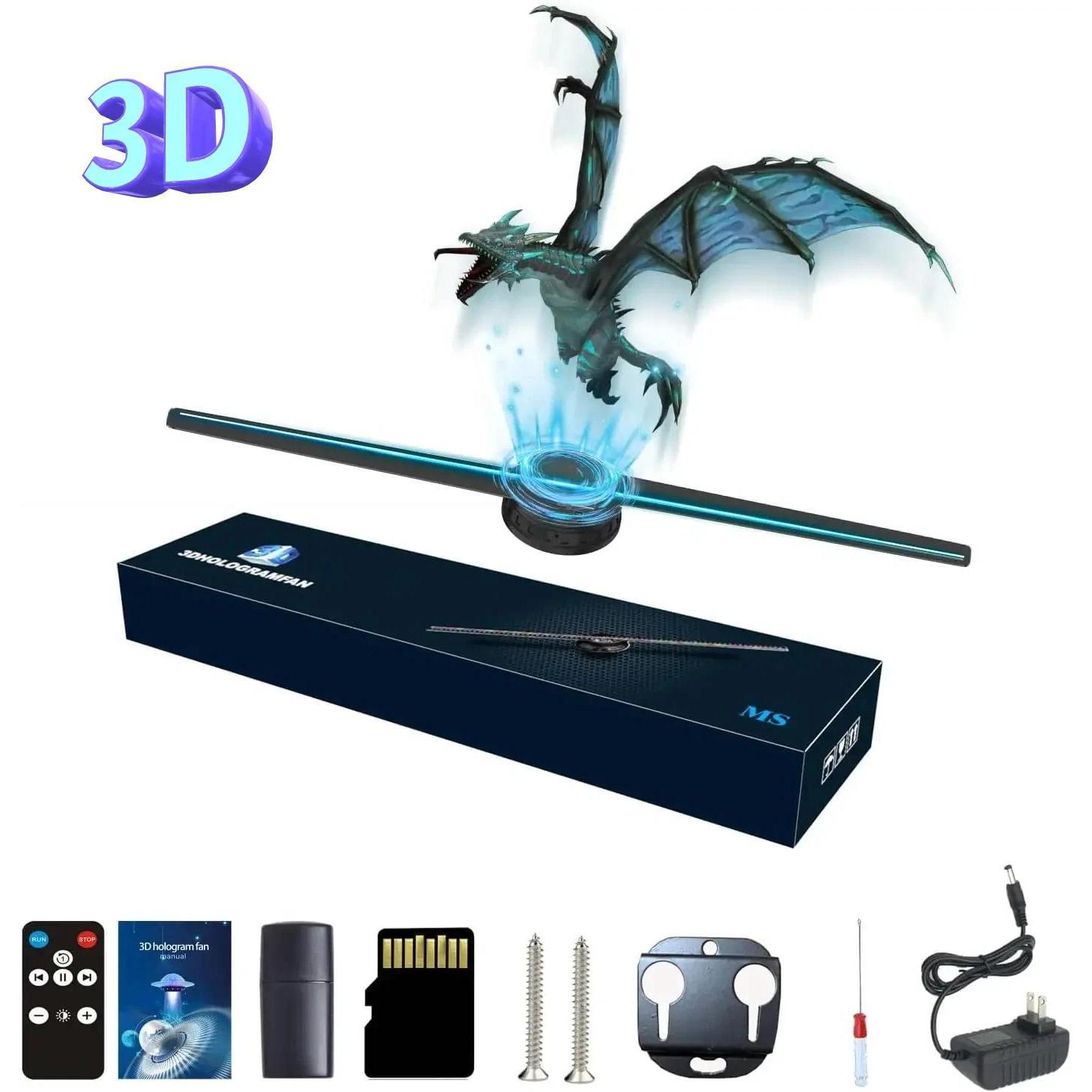 3D Hologram Fan 3D Holographic Projector Advertising Display Light HD Holographic Projector Stores Bars Party Xmas Halloween