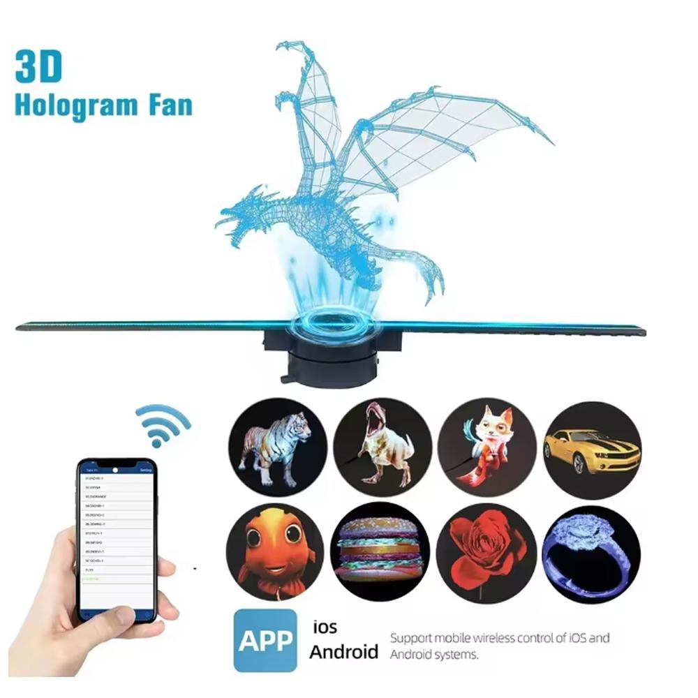 3D Holographic Advertising Light Projection APP Connected Suspended Stereoscopic Image For Halloween Marketing Holiday Mood Lamp