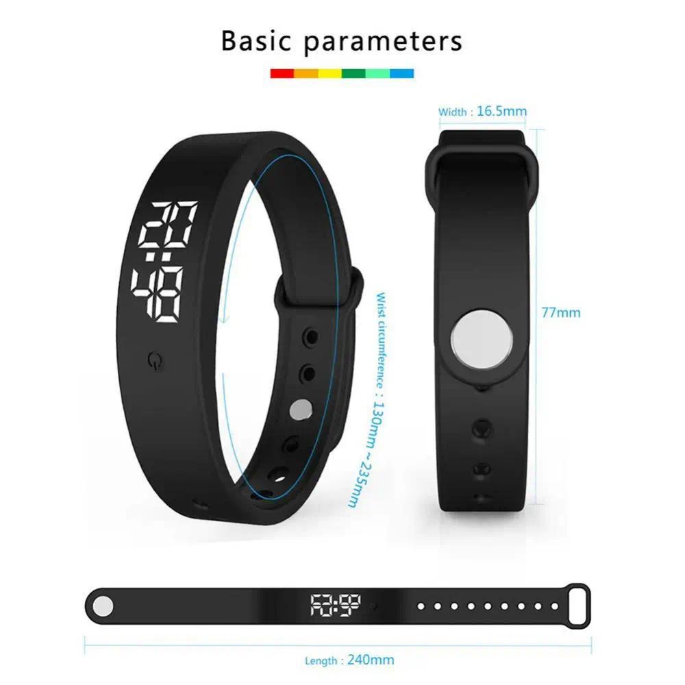 LED Digital Smart Bracelet Waterproof Smart Clock Smartband With Body Temperature Monitor Smart Band Vibration Alarm Reminder