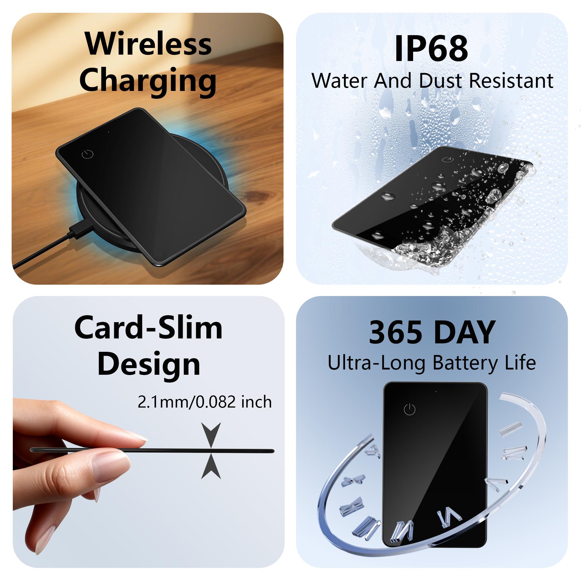 Smart Ultra Thin Wallet Tracker Card for Apple or Android Dual System Key Luggage Locator Tag Works with Google Find My Device