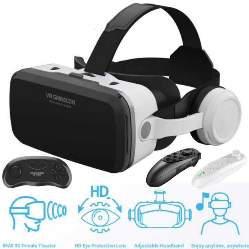VR Glasses 3D Virtual Reality Glasses Stereo Headset Version for 5.5 7 Inch Mobile Phones, Support Joystick